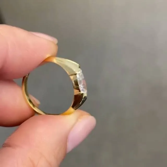 Handmade Yellow Gold 1.0 CT Marquise Cut Women's Ring Band