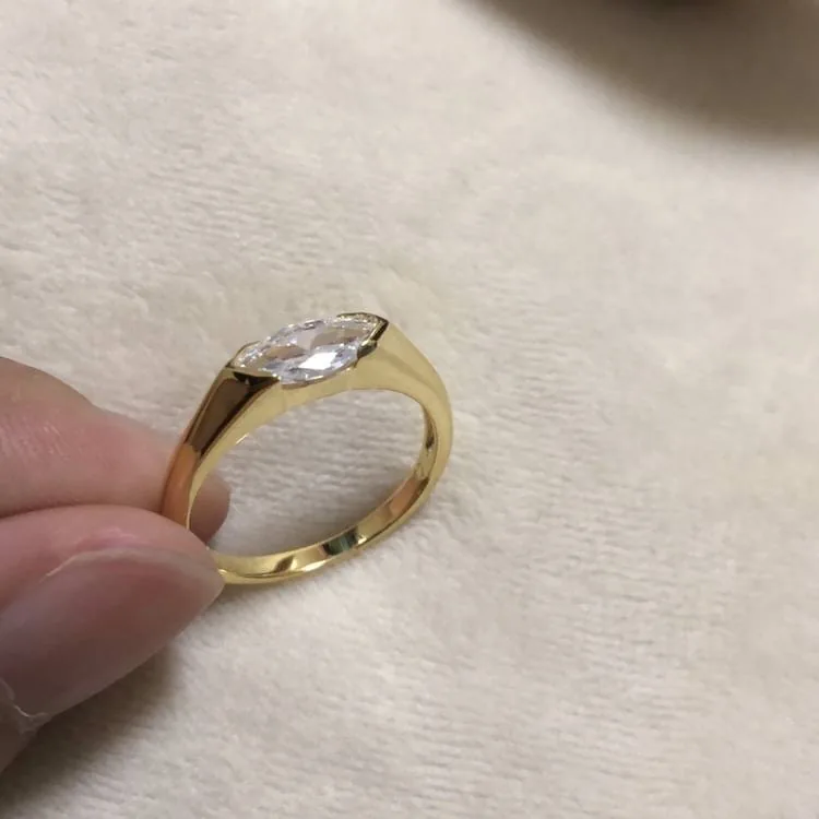 Handmade Yellow Gold 1.0 CT Marquise Cut Women's Ring Band
