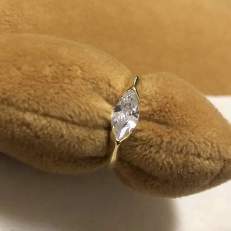 Handmade Yellow Gold 1.0 CT Marquise Cut Women's Ring Band