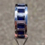 Blue and White Sapphire Baguette Cut 6mm Width Wedding Band