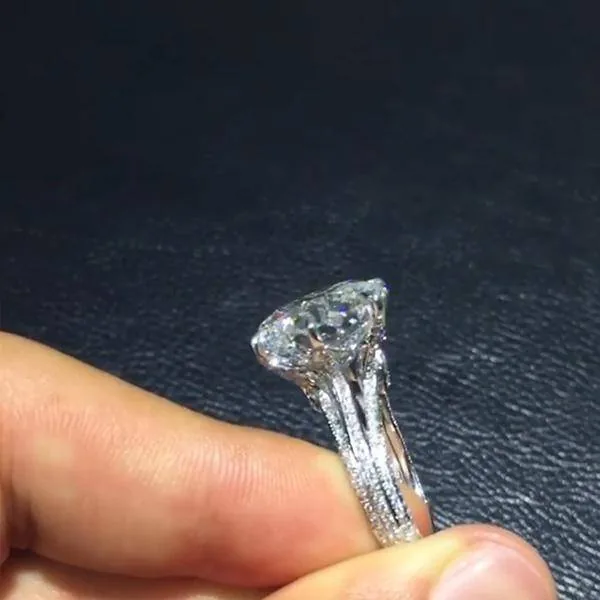 Handmade 5.5 Ct Round Cut Sterling Silver Engagement Ring