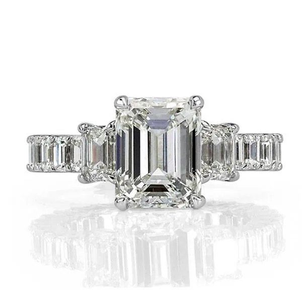 Handmade 6.95 Ct Emerald Cut Engagement Ring