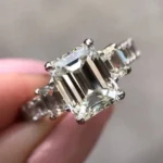 Handmade 6.95 Ct Emerald Cut Engagement Ring