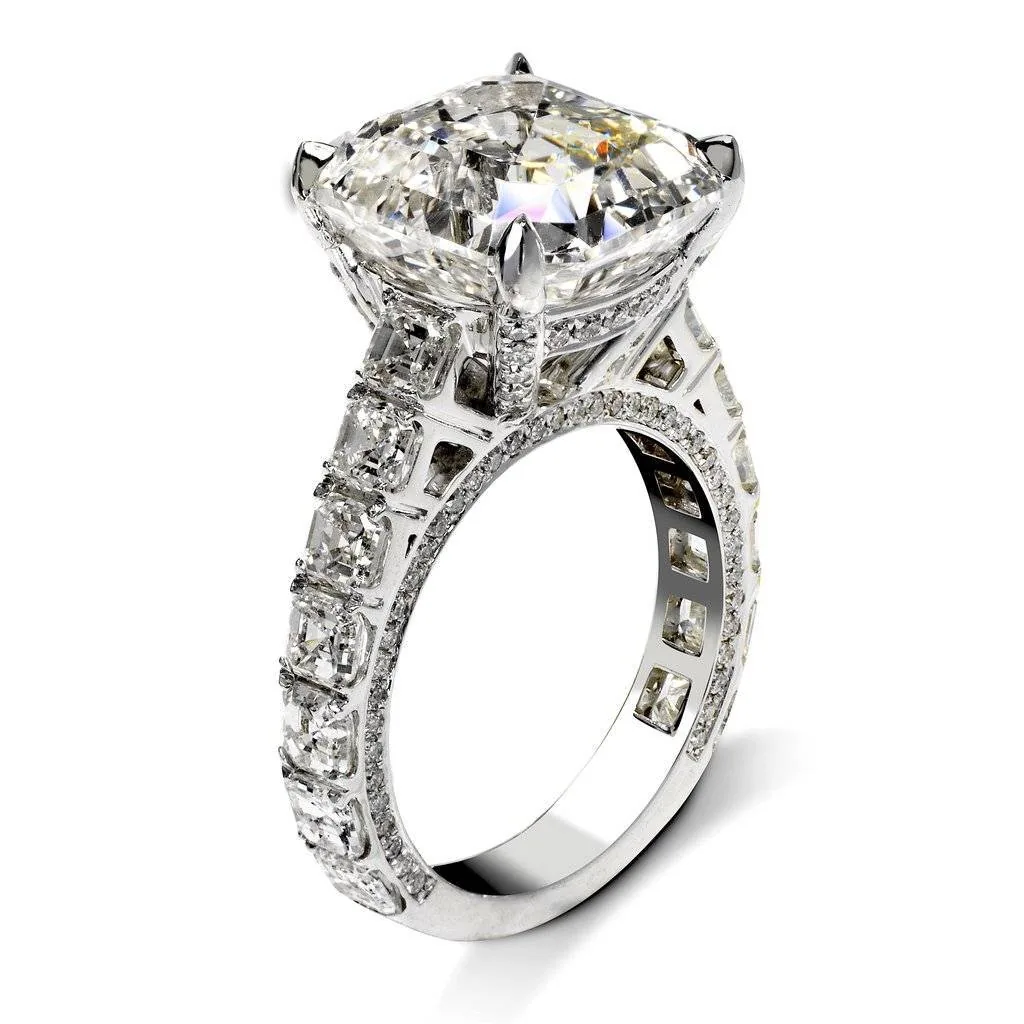 Handmade 5.0 CT Asscher Cut Sterling Silver Engagement Ring