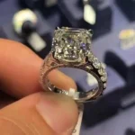 Handmade 5.0 CT Asscher Cut Sterling Silver Engagement Ring