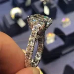 Handmade 5.0 CT Asscher Cut Sterling Silver Engagement Ring