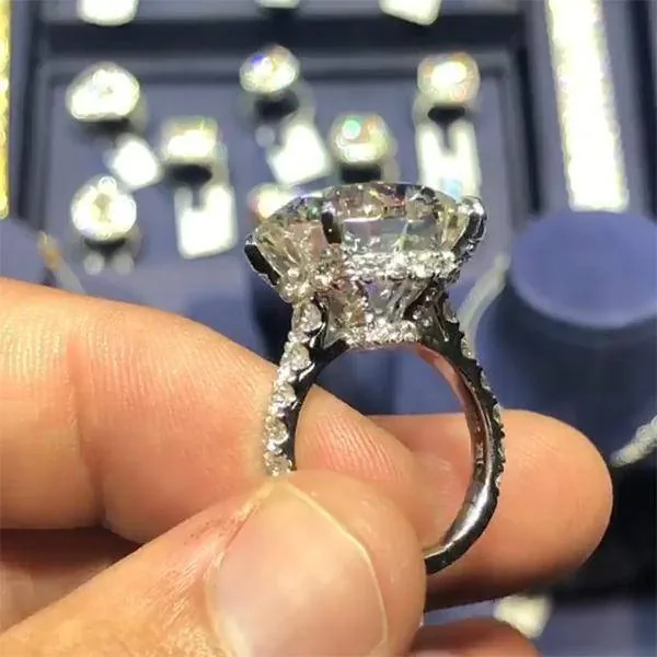 Handmade 5.5 CT Round Cut Sterling Silver Engagement Ring