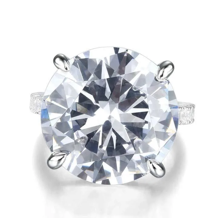 Handmade 5.5 CT Round Cut Sterling Silver Engagement Ring