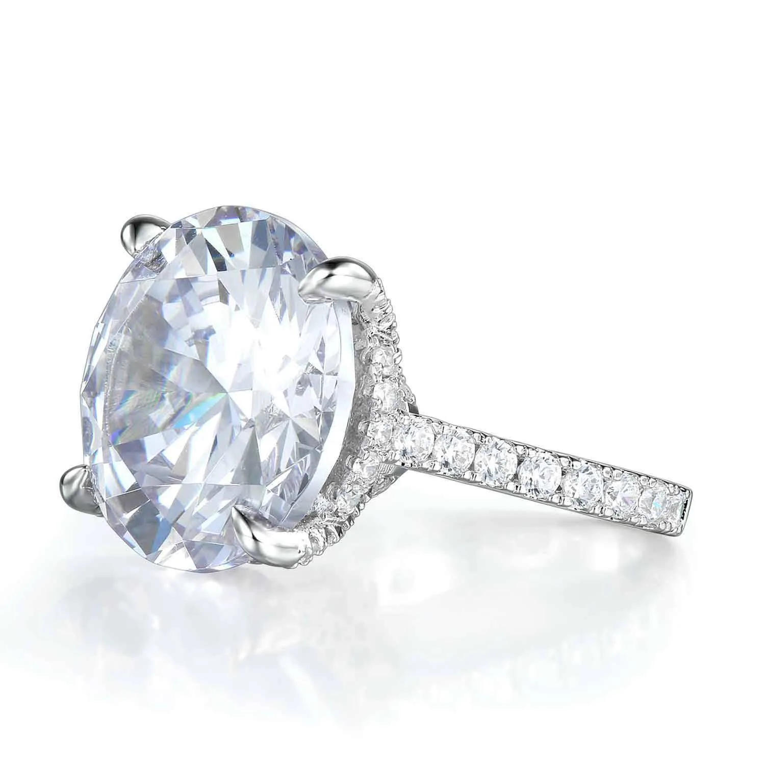 Handmade 5.5 CT Round Cut Sterling Silver Engagement Ring