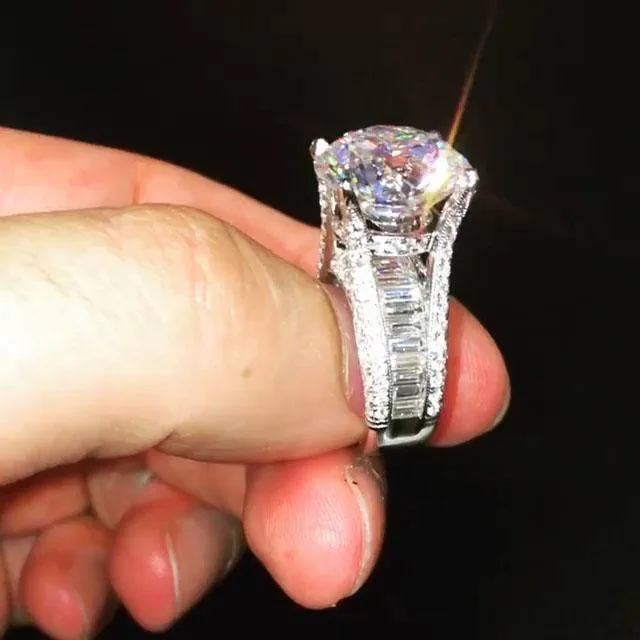 Handmade 5 Ct Round Cut Sterling Silver Ring