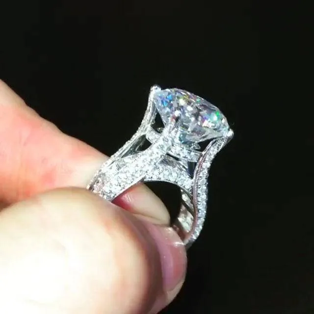 Handmade 5 Ct Round Cut Sterling Silver Ring