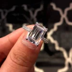 Handmade 4.5 Ct Emerald Cut Sterling Silver Ring