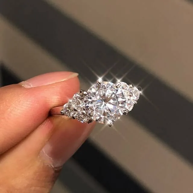 Handmade 2.2 ct Round Cut Lab-created Sapphire Engagement Ring
