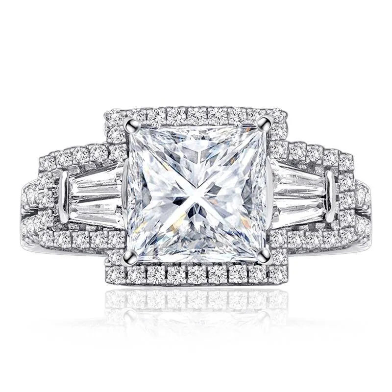 Handmade 2.7 ct Princess Cut 925 Sterling Silver Engagement Ring
