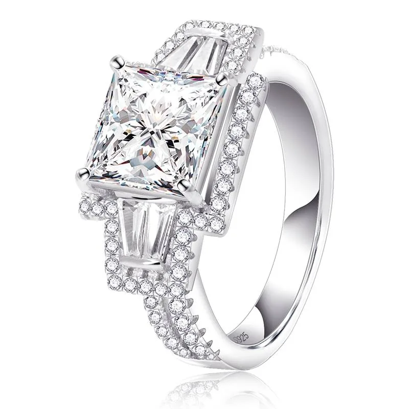 Handmade 2.7 ct Princess Cut 925 Sterling Silver Engagement Ring