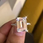 Handmade 6.5 ct Emerald Cut 925 Sterling Silver Engagement Ring