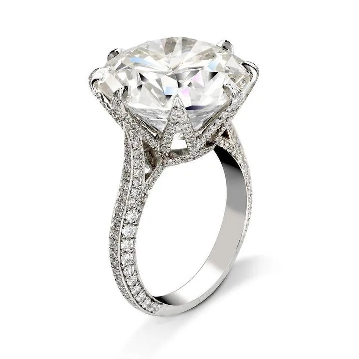 Handmade 8 CT Round Cut Sterling Silver Engagement Ring