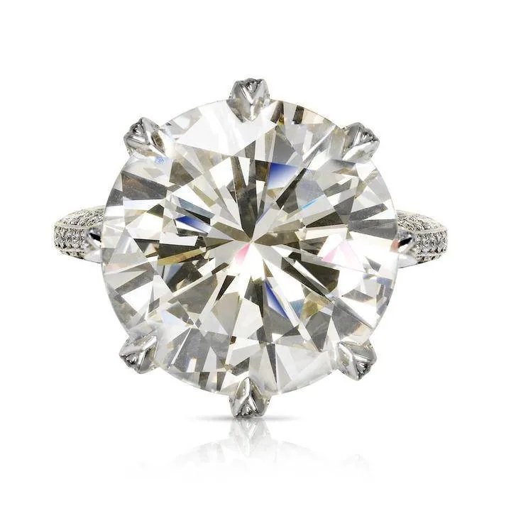 Handmade 8 CT Round Cut Sterling Silver Engagement Ring