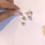 Handmade 1.5 CT Round Cut Earrings in Sterling Silver