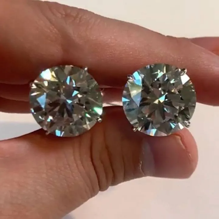 Handmade 2 Ct Per Each Round Cut 925 Silver Ear Studs Earrings