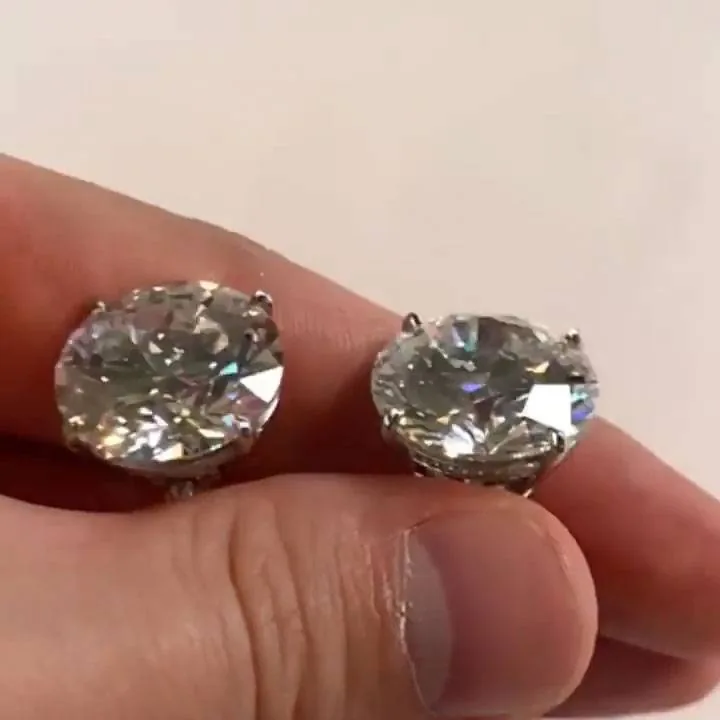 Handmade 2 Ct Per Each Round Cut 925 Silver Ear Studs Earrings