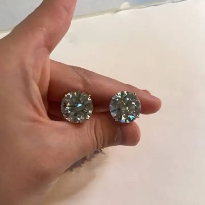 Handmade 2 Ct Per Each Round Cut 925 Silver Ear Studs Earrings