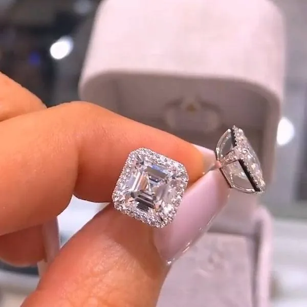 Handmade 2.0 CT Asscher Cut Earrings in Sterling Silver Ear Studs