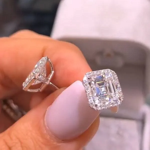 Handmade 2.0 CT Asscher Cut Earrings in Sterling Silver Ear Studs