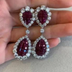 Handmade Fashion Ruby Diamond Dangle Earrings