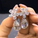 Elegant Flower Design Pear Cut Drop Earrings
