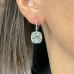 Handmade 4 CT Cushion Cut Diamond Dangle Earrings