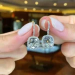 Handmade 4 CT Cushion Cut Diamond Dangle Earrings