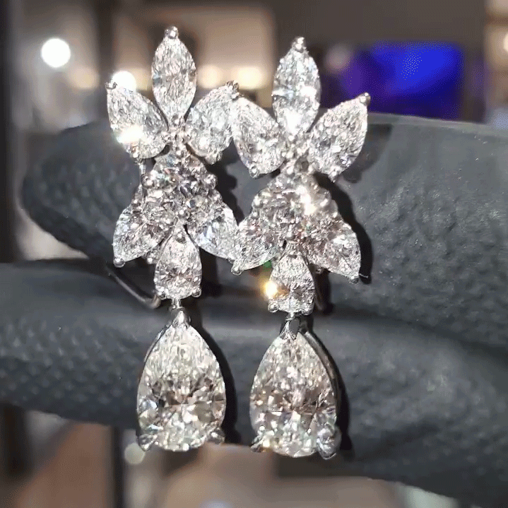 5 CT Pear Cut Petal Dangle Earring