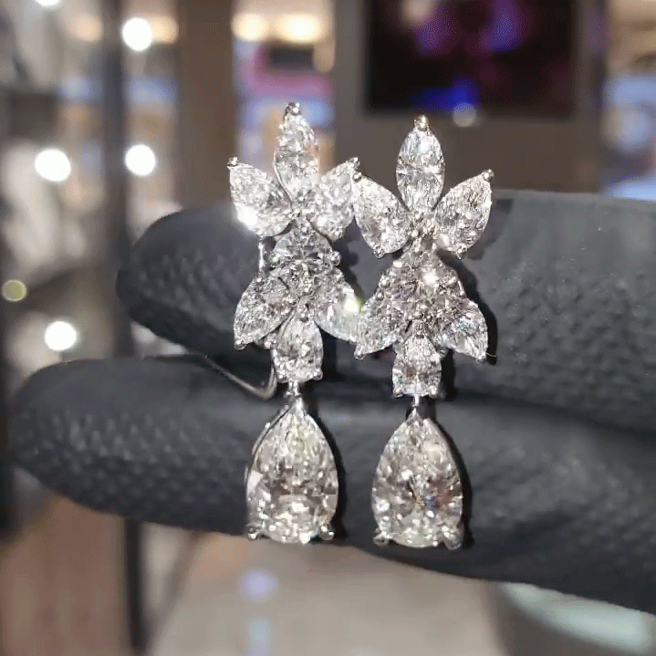 5 CT Pear Cut Petal Dangle Earring