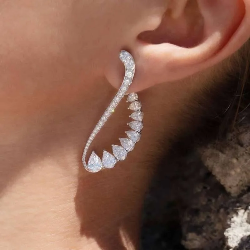 Handmade Pear Cut Cuff Earrings