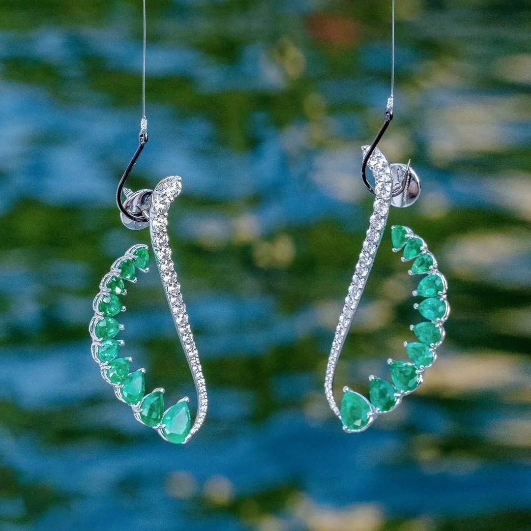 Handmade Pear Cut Cuff Earrings