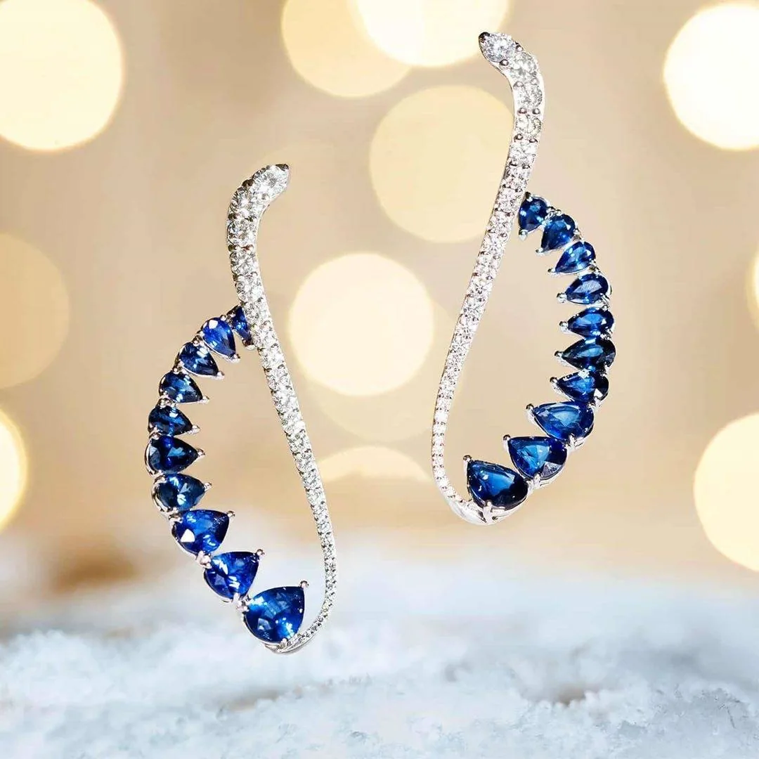 Handmade Pear Cut Cuff Earrings