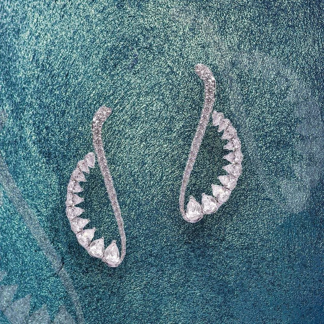 Handmade Pear Cut Cuff Earrings