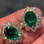 Handmade 3.5ct Oval Shape Emerald Earrings in Sterling Silver