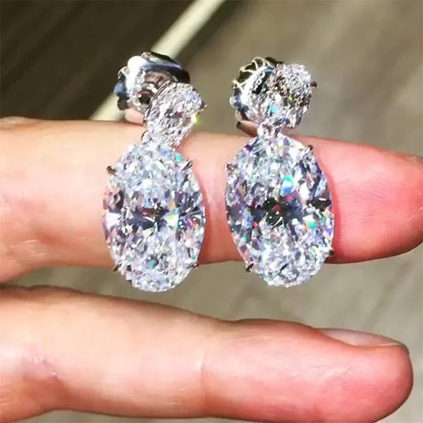Handmade 4 CT Oval Cut Diamond Earrings