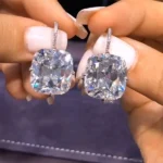 Handmade 5 CT Cushion Cut Dangle Earrings