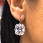Handmade 5 CT Cushion Cut Dangle Earrings