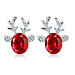 Christmas Reindeer Red Crystal Alloy Stud Earrings