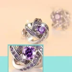 Four Leaf Amethyst Fashion Stud Earrings