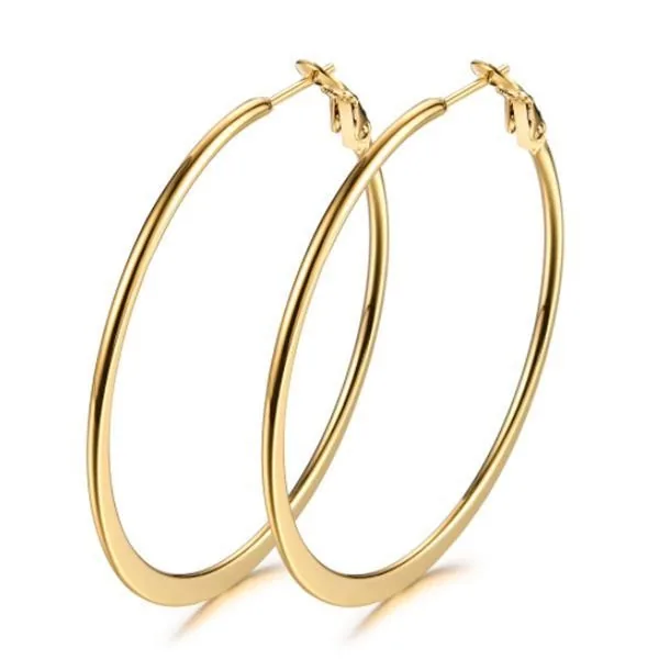 Yellow Gold Tone Alloy Hoop Earrings