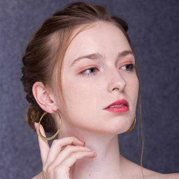 Yellow Gold Tone Alloy Hoop Earrings