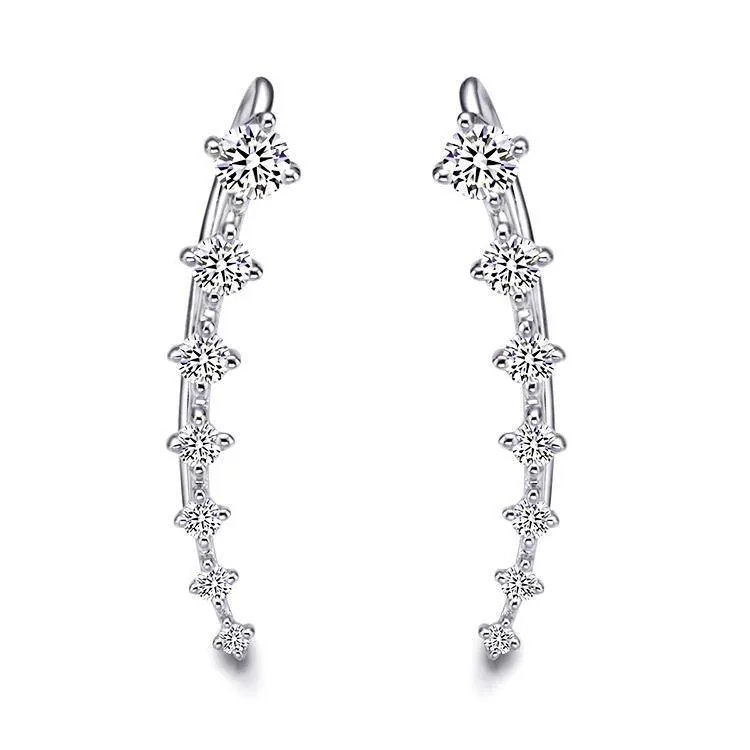 925 Sterling Silver Fashion Drops Climber Earrings