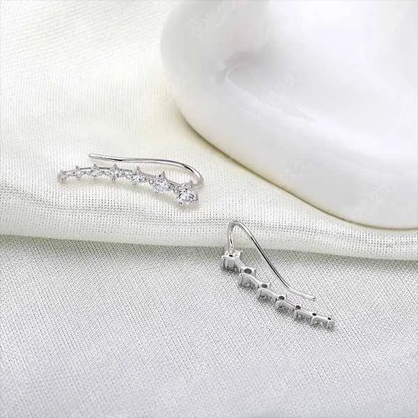 925 Sterling Silver Fashion Drops Climber Earrings