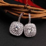 1.5 CT Double Halo Cushion Cut White Sapphire Earrings