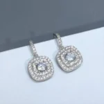 1.5 CT Double Halo Cushion Cut White Sapphire Earrings